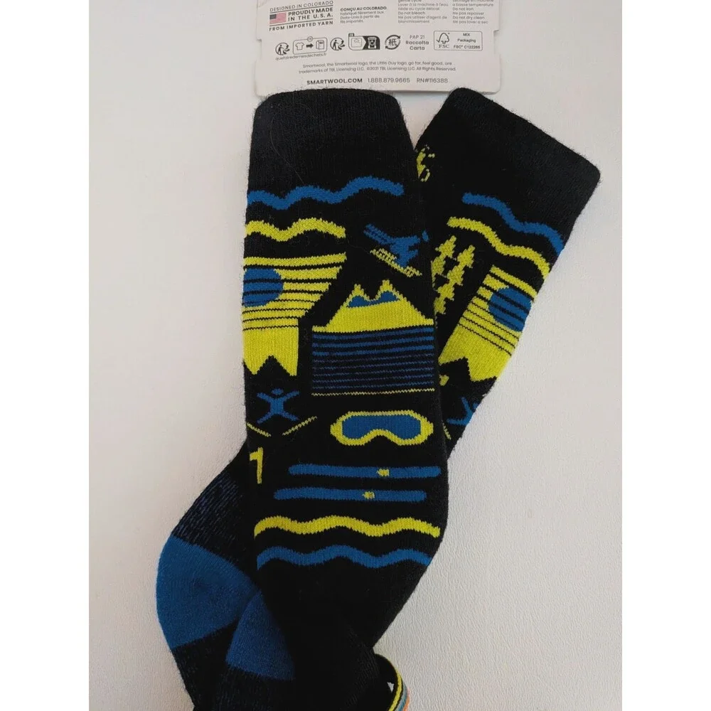 NEW Smartwool Full Cushion Ski Day Kids Over the Calf Sock Medium Black